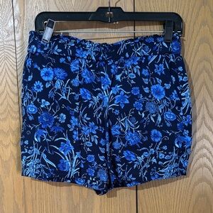 Talbots Floral Blue Shorts size Sp pull on with pockets